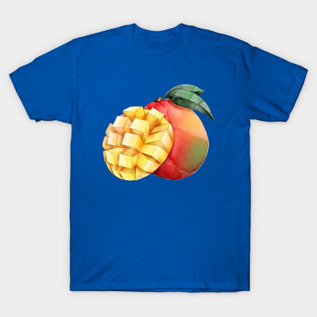 Mango Fruit Watercolor T-Shirt by Mako Design 